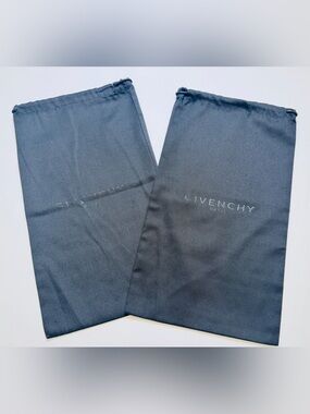 Authentic! Givenchy Paris Set Of 2 Black Drawstring Dust Bags 14.5 By 8.5